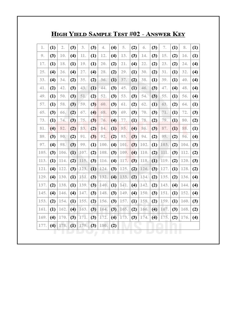 Answer Key to Test 3 | PDF
