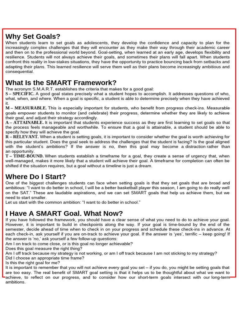 Smart Goal Setting | PDF | Goal Setting | Goal