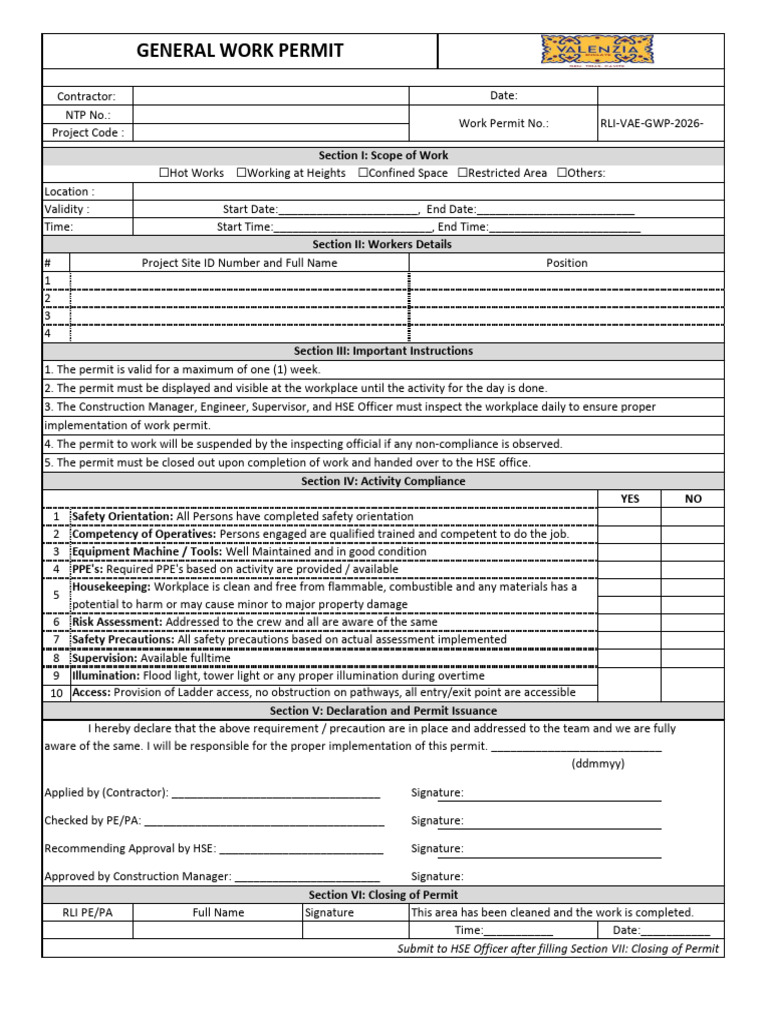 General Work Permit | PDF
