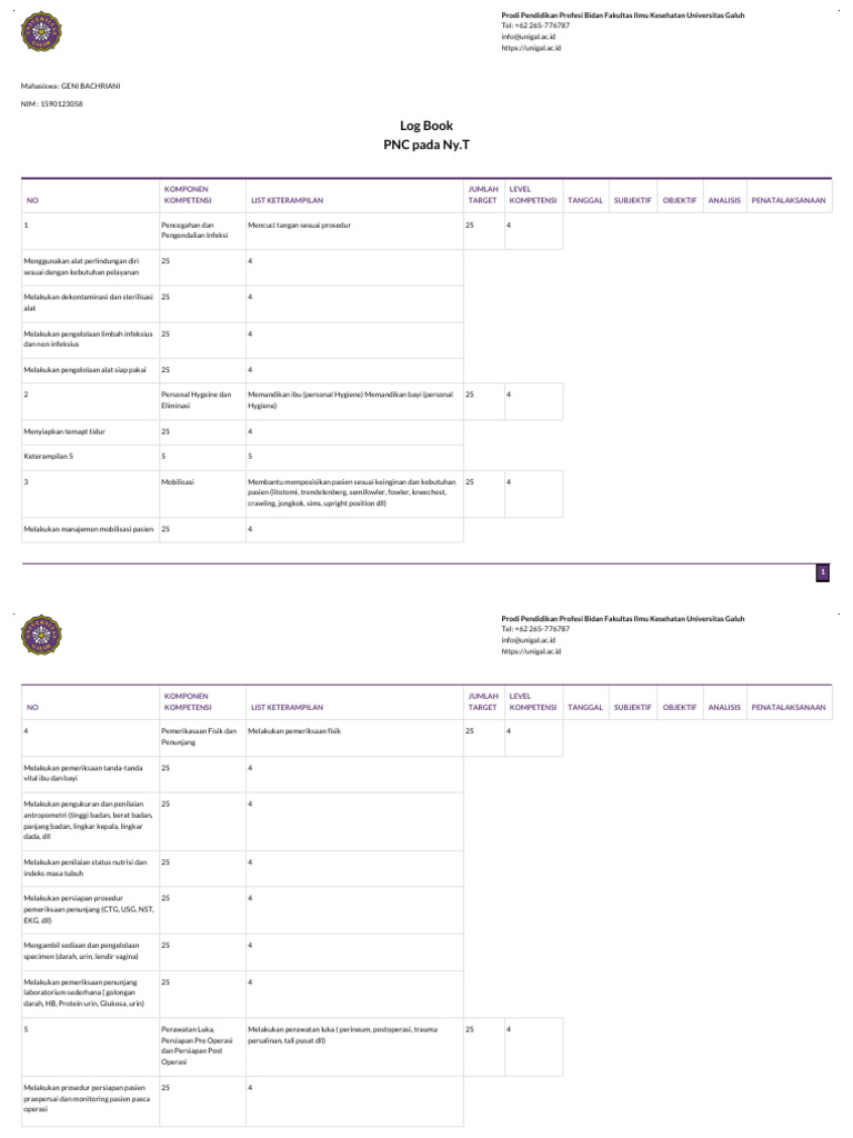 Log Book - PNC Pada Ny.T | PDF