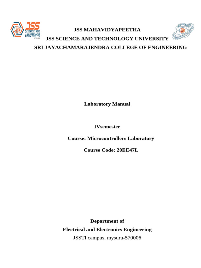 20EE47 Microcontrollers Lab Format-Version 2 | PDF