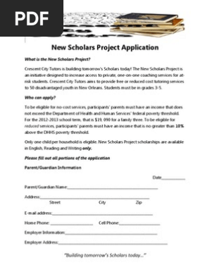 New Scholars Project Application