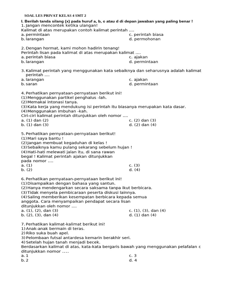 Soal PAT Bahasa Indonesia Kelas 4 Semester 2 Kurikulum Merdeka T.A 2022 ...