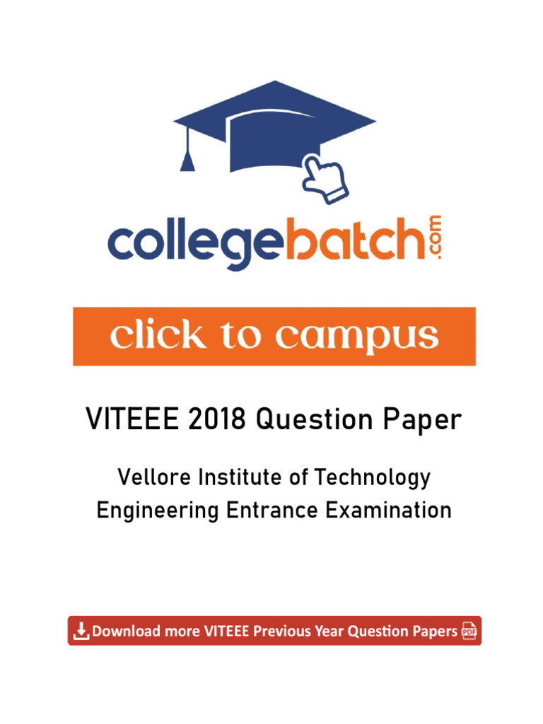 VITEEE 2018 Question Paper | PDF