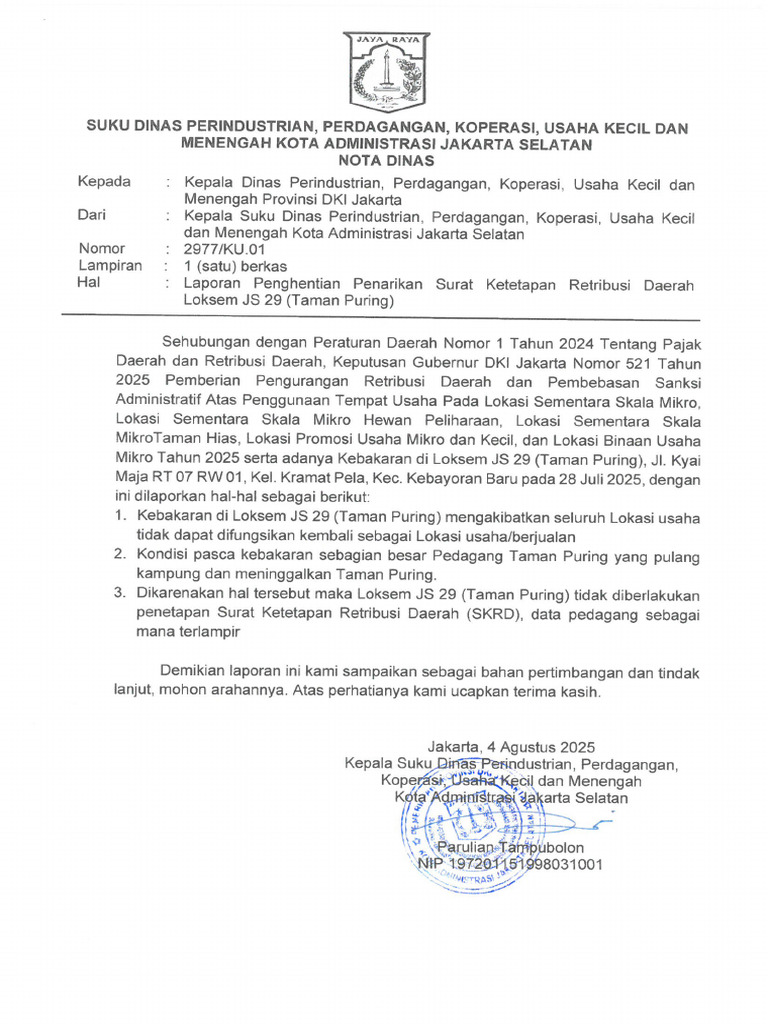 Lap Penghentian Skrd Js 29 (1) | PDF