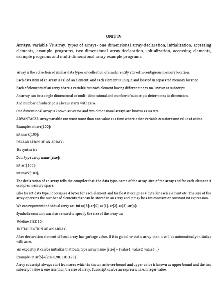 UNIT IV Lecture Notes | PDF | Integer (Computer Science) | Software ...