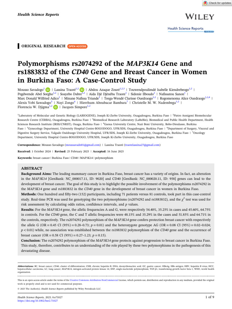 Polymorphisms Rs2074292 of the MAP3K14 Gene and Rs1883832 of the CD40 ...