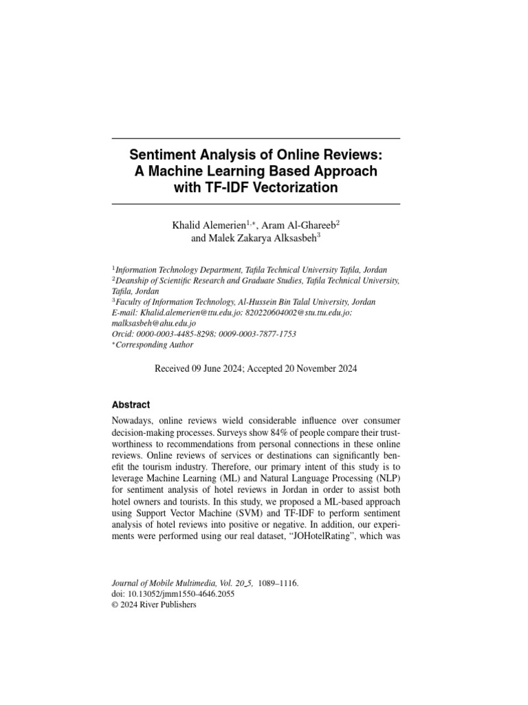3. Sentiment Analysis of Online Reviews a Machine Learning Based ...