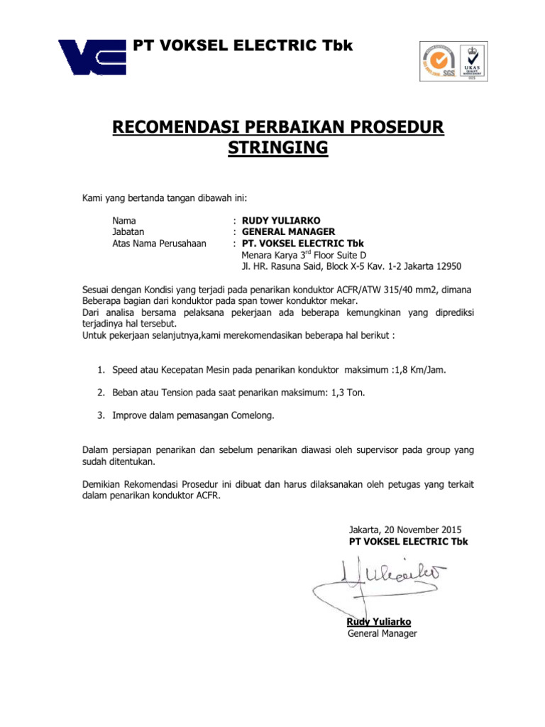Prosedur Stringing | PDF