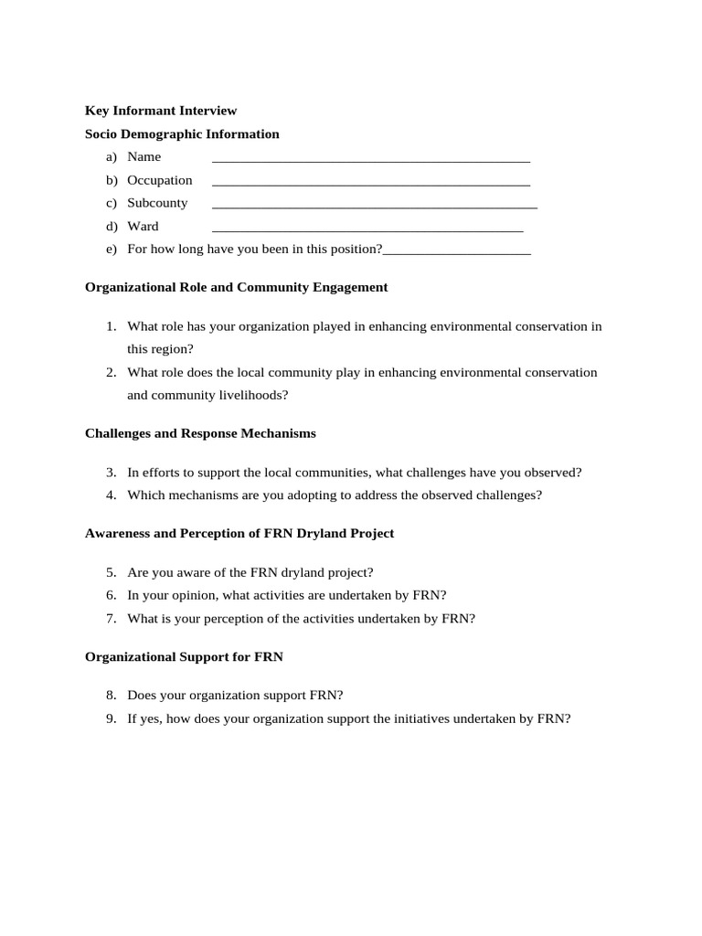 Revised Key Informant Interviews | PDF