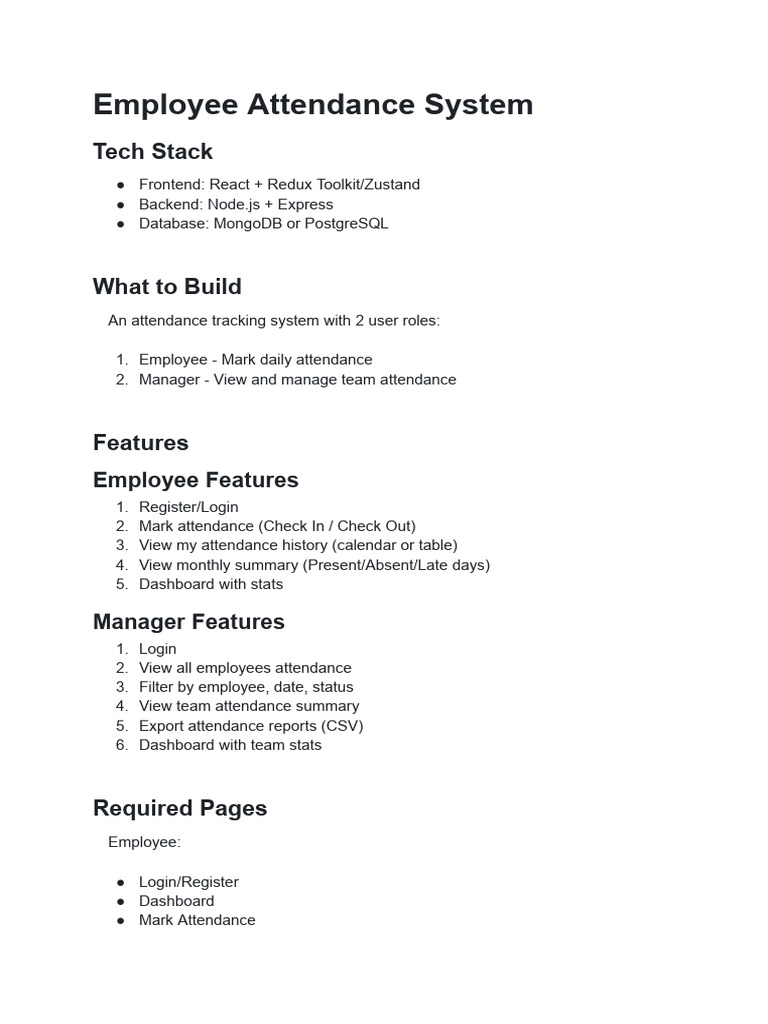 Task-2 Employee Attendance System | PDF | Software Engineering | Software