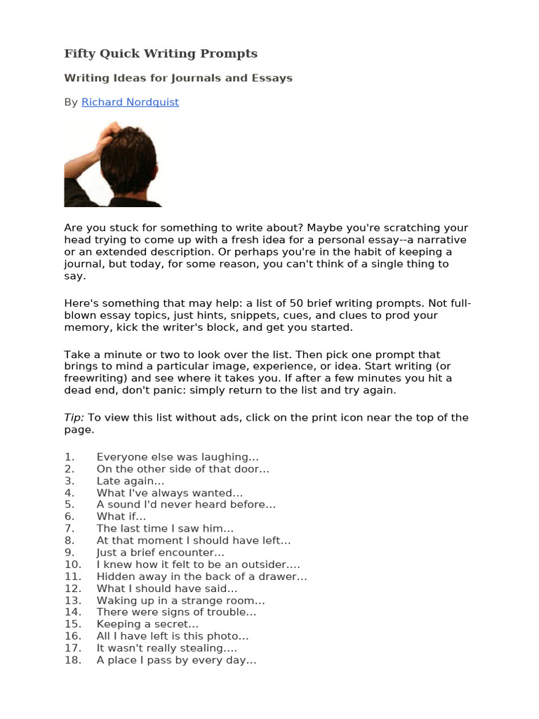 Fifty Quick Writing Prompts | PDF