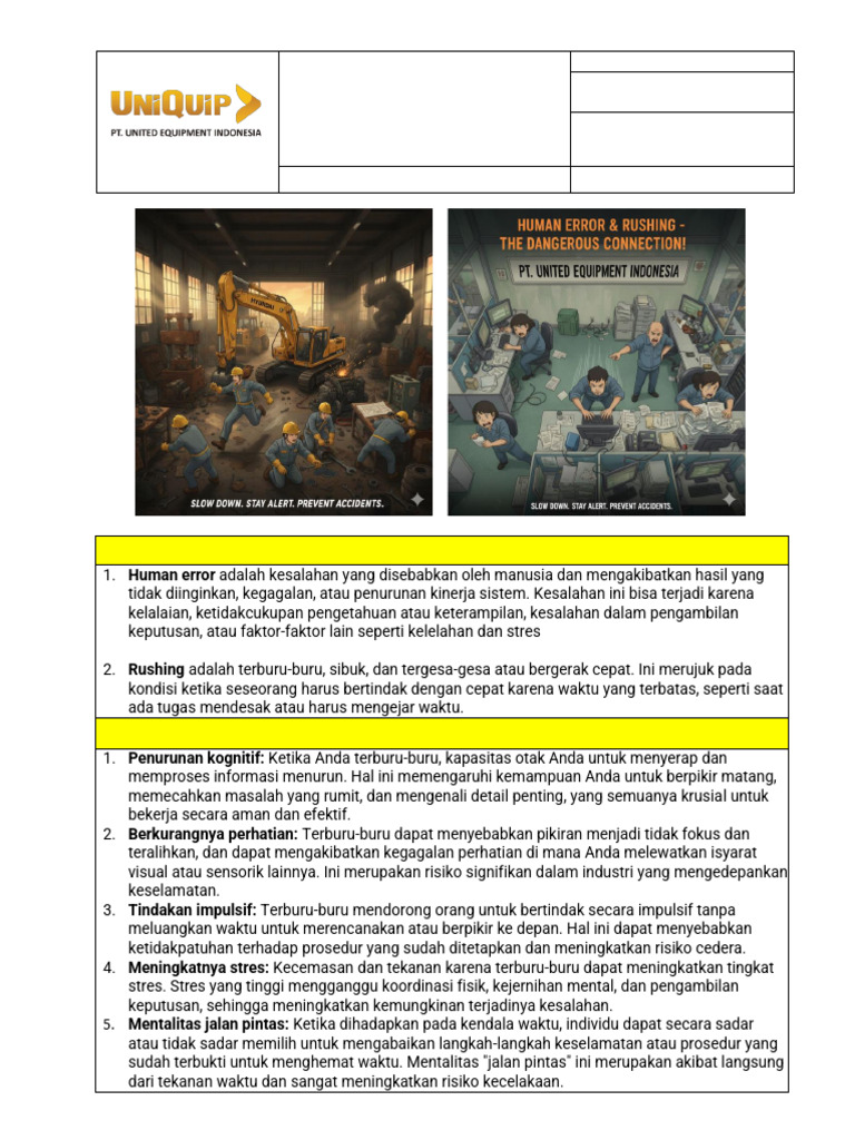 ST-040 Connection Between Human Error & Rushing | PDF
