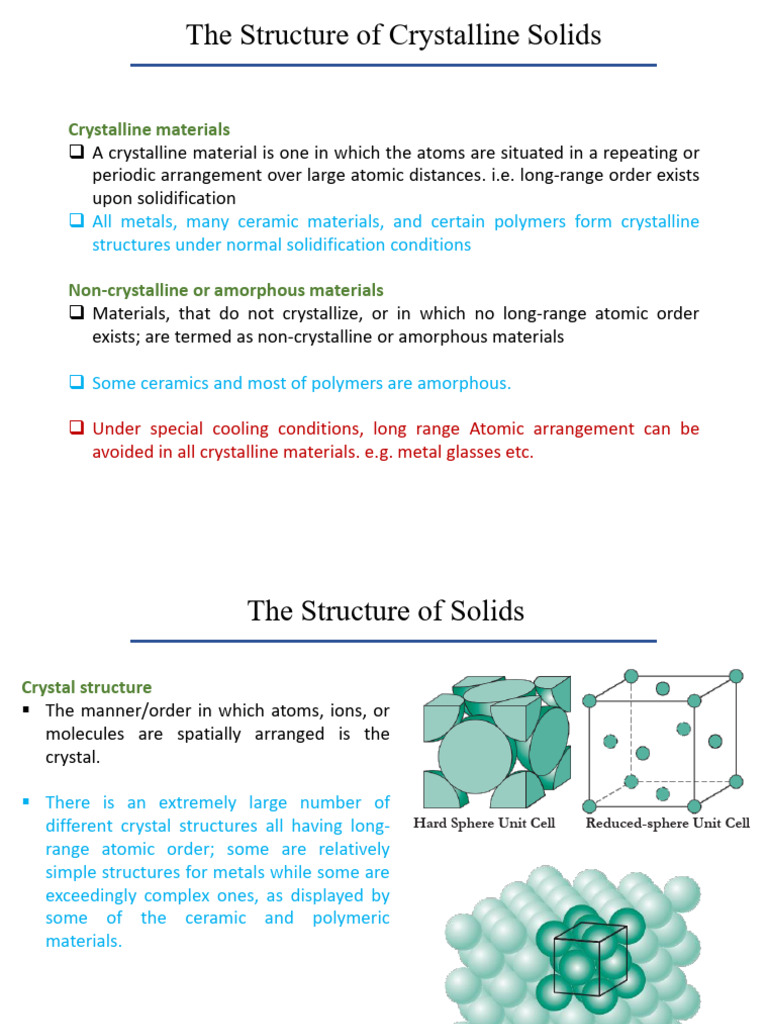 3. Structure of Crystalline Solids | PDF | Crystal Structure | Solid