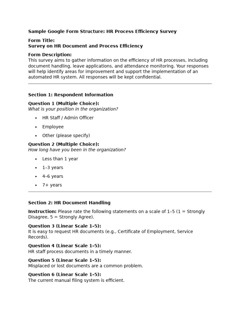 Sample Google Form Structure | PDF