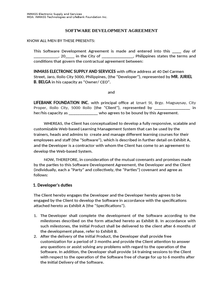 This Software Development Agreement | PDF | Software | Indemnity