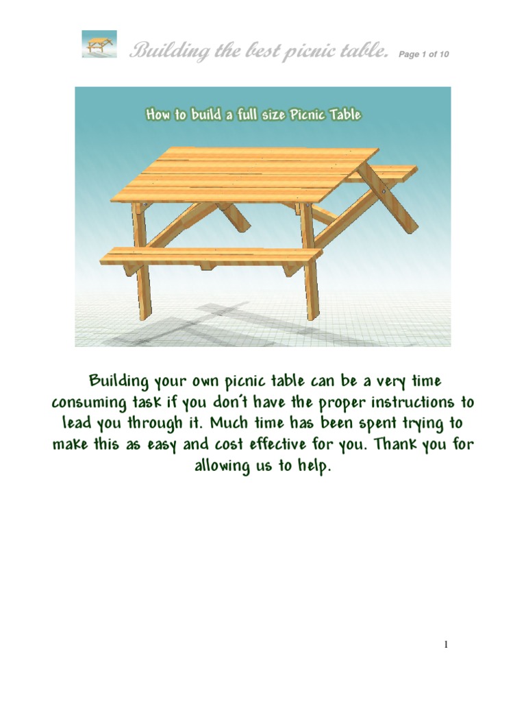 Picnic Table Assembly Instructions Metalworking Screw ...