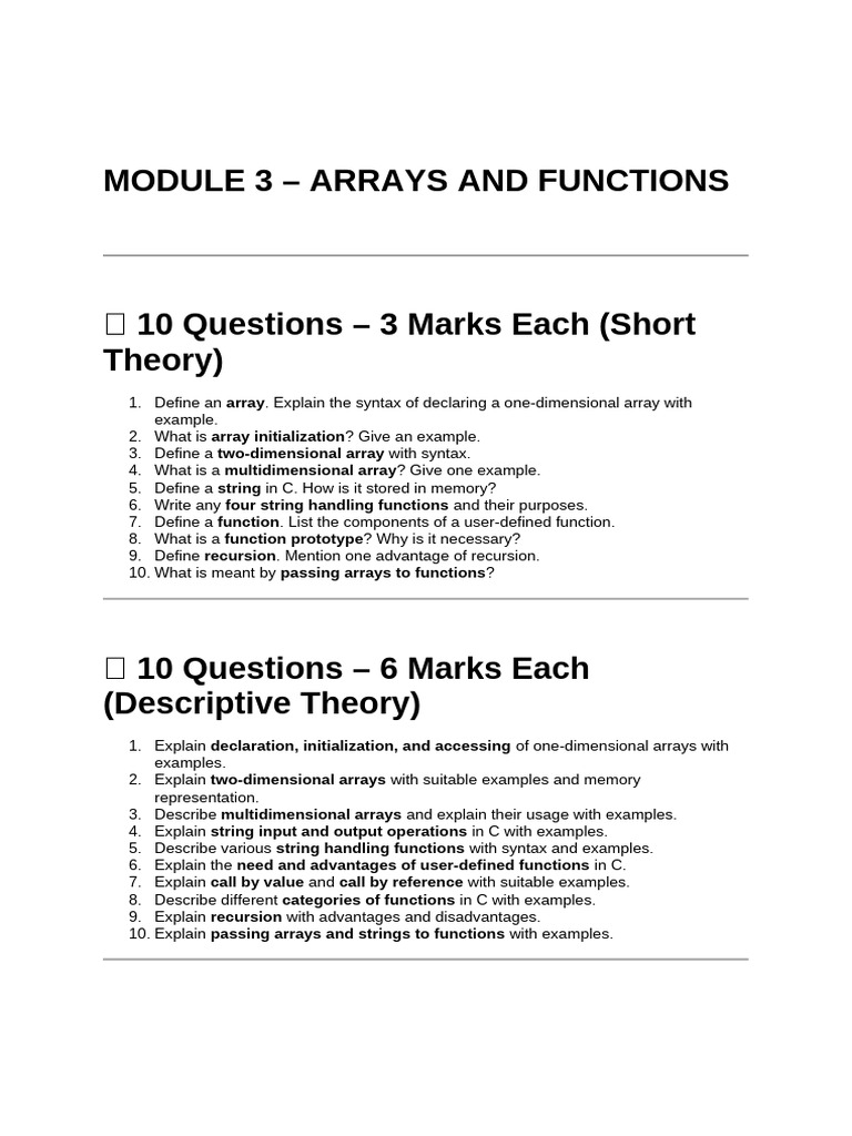 Module 3 – Arrays and Functions | PDF
