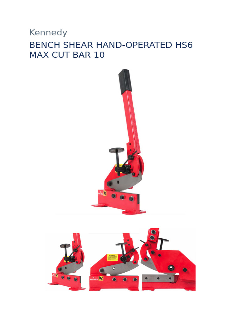Bench Shear Hand-operated Hs6 Datasheet | PDF