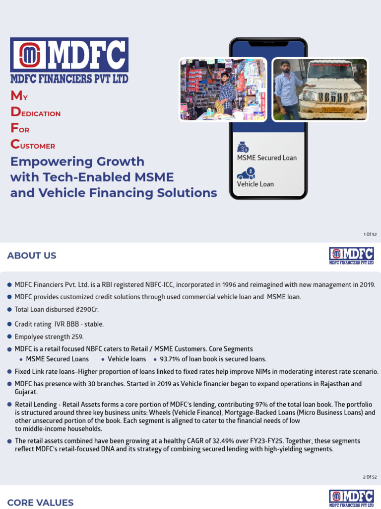 MDFC Investor Pitch Deck (1) | PDF | Loans | Banks