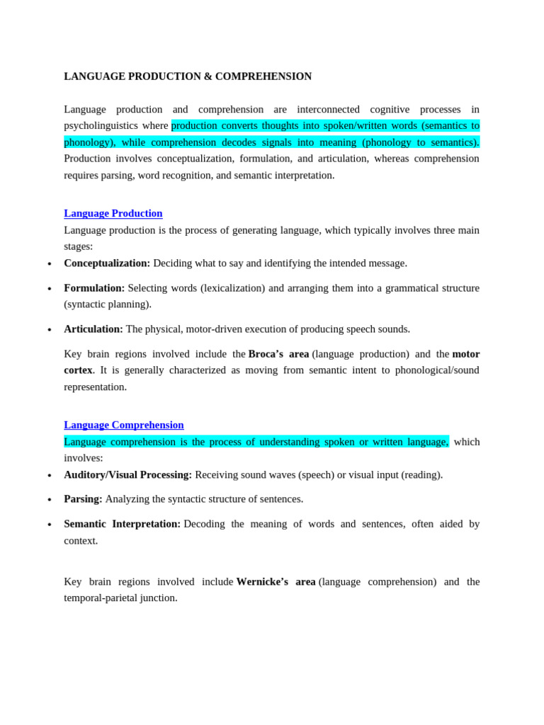 PSYCHOLINGUISTICS MODULE | PDF | Speech | Lateralization Of Brain Function