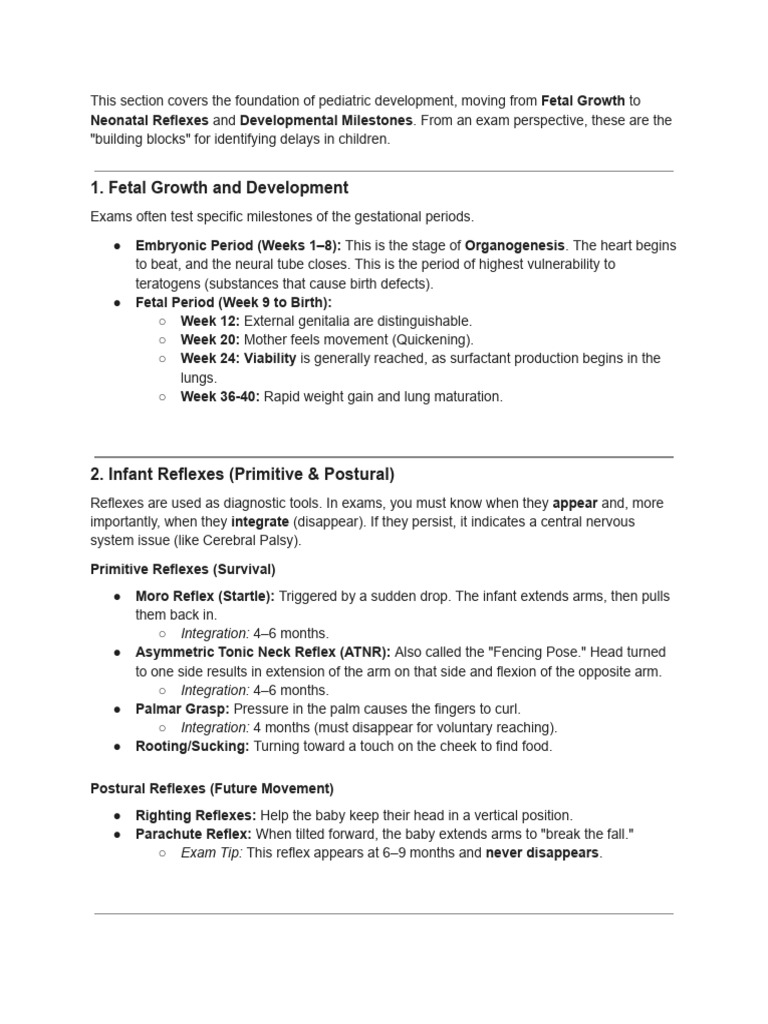 3 Topics Fetal Growth to Neonatal Reflexes and Developmental Milestones ...