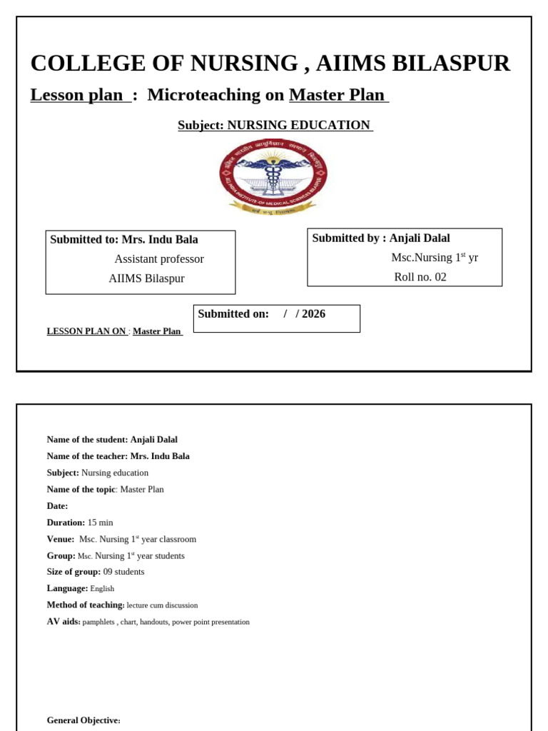 Lesson Plan on Master Plan | PDF | Lesson Plan | Lecture