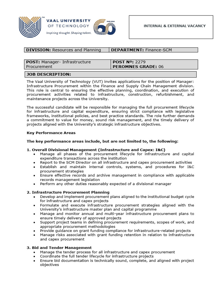 Manager Infrastructure Procurement | PDF | Procurement | Supply Chain ...