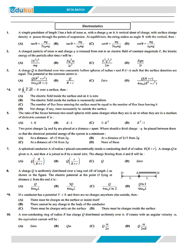 PHYSICS Raksha Bandhan Assignment - BETA BATCH | PDF