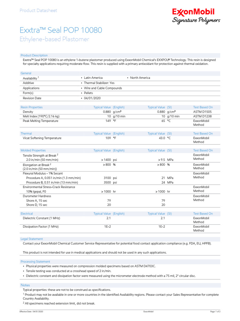 Exxtra Seal POP 10080_PDS | PDF | Physical Sciences | Applied And ...