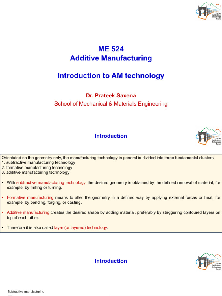 2. Introduction to AM Technology | PDF | 3 D Printing | Mechanical ...