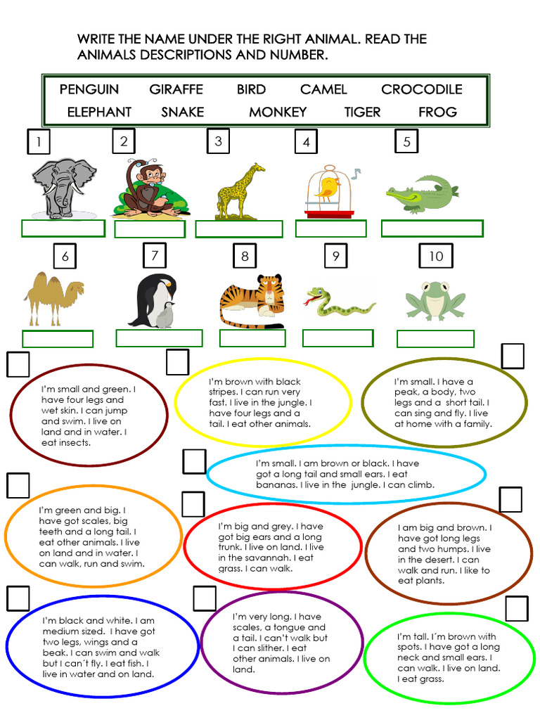 Animals Descriptions - English Grammar Structures | PDF | Elephant ...