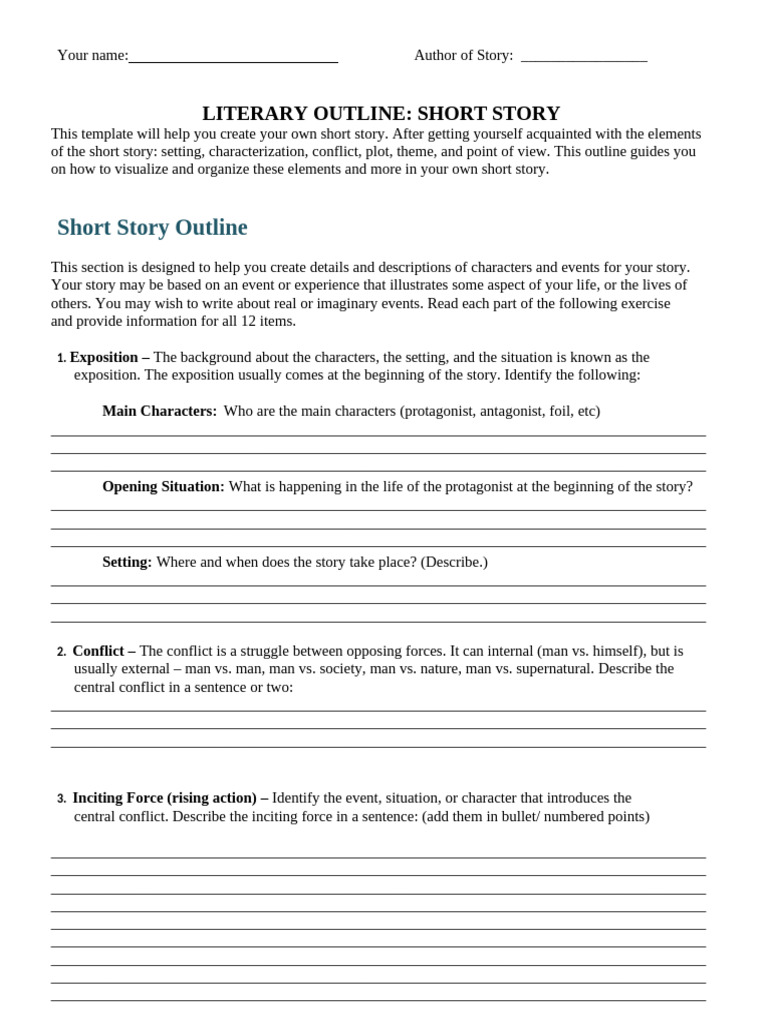 Short Story Outline | PDF