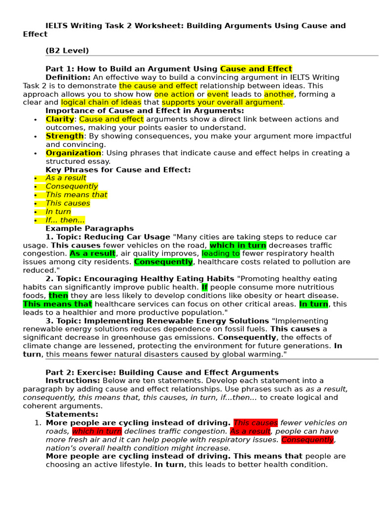 IELTS Writing Task 2 Worksheet B2 | PDF | Climate Change Mitigation ...