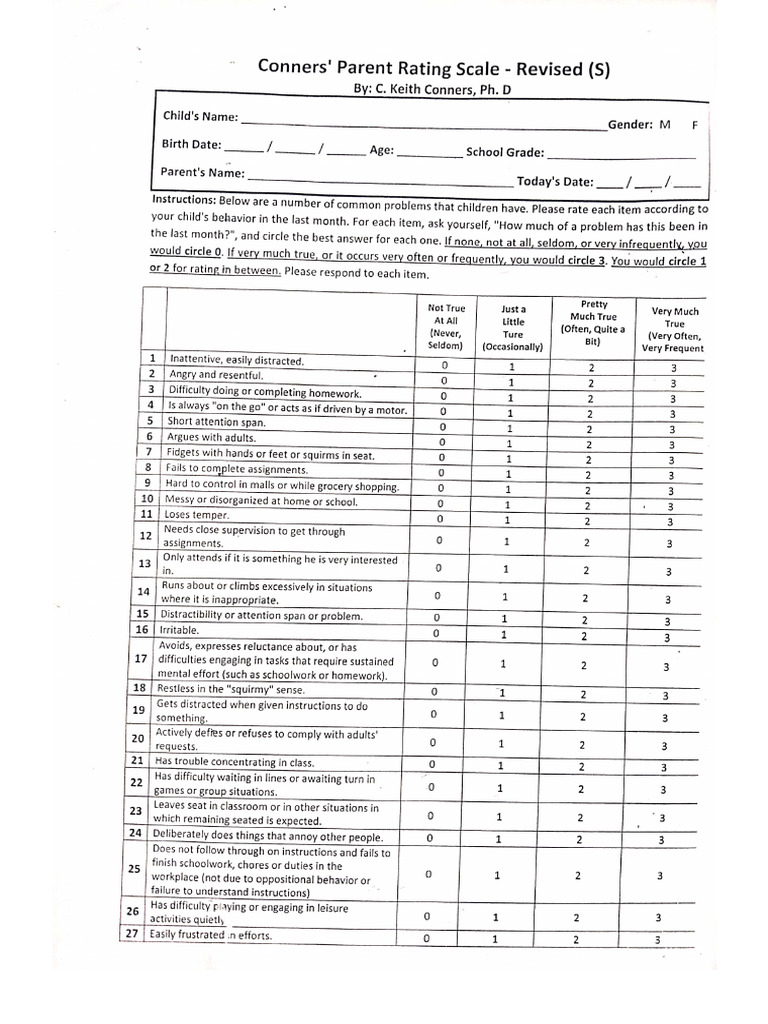 Conners Scale | PDF