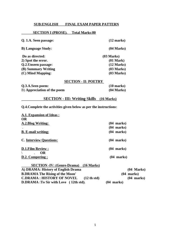 Eng Paper Pattern-1 | PDF