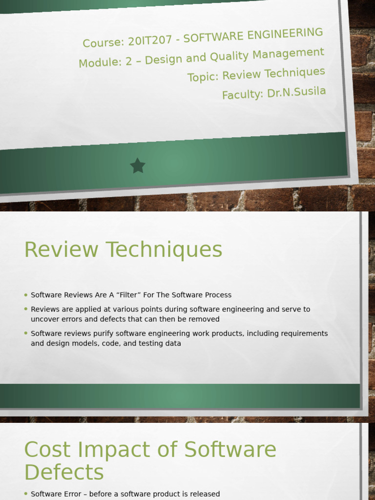 Review Techniques | PDF | Software | Computer Engineering