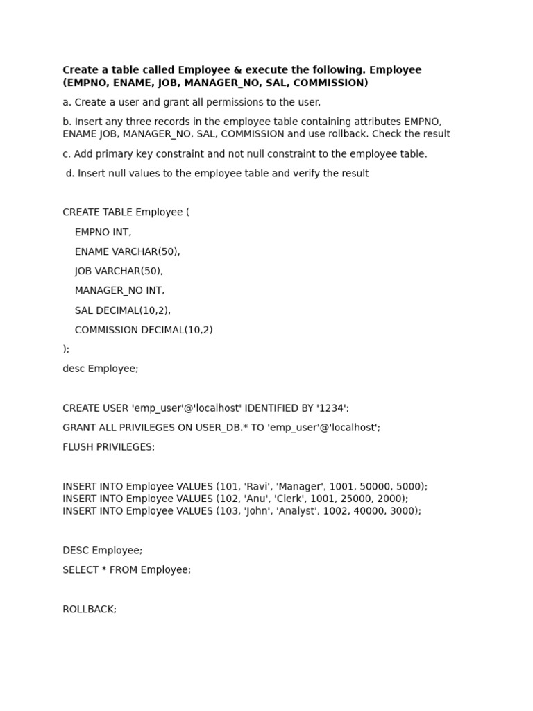 1st DBMS Lab Prog | PDF