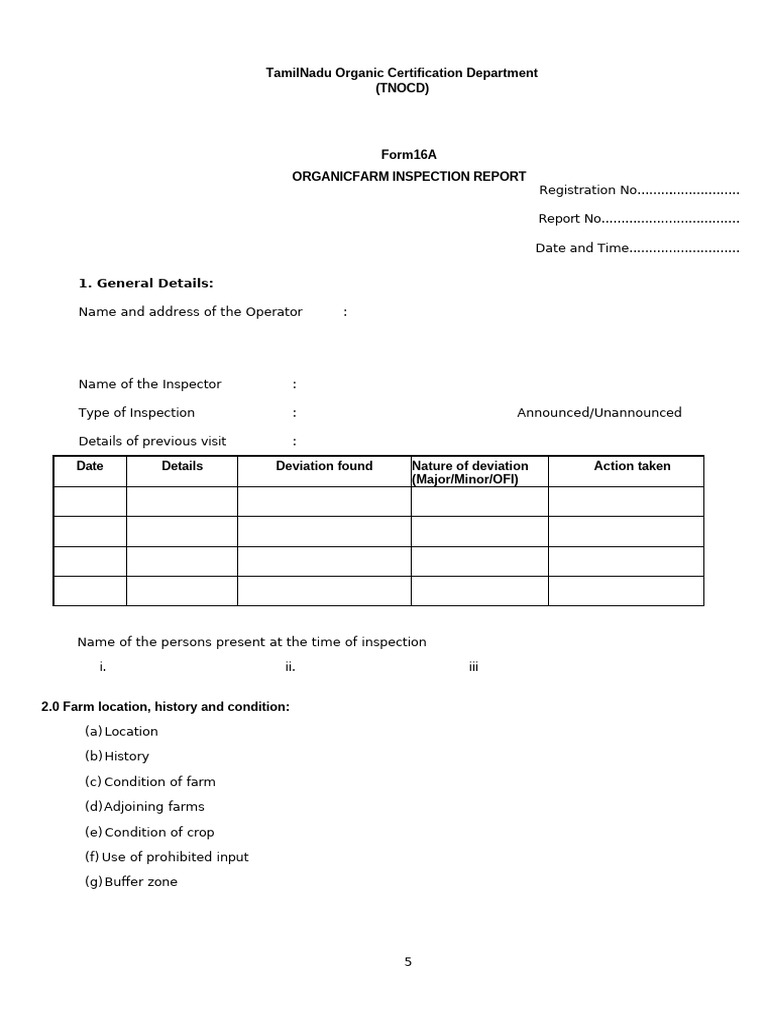 Form 16-A Revised Inspection Report | PDF | Agriculture | Agronomy