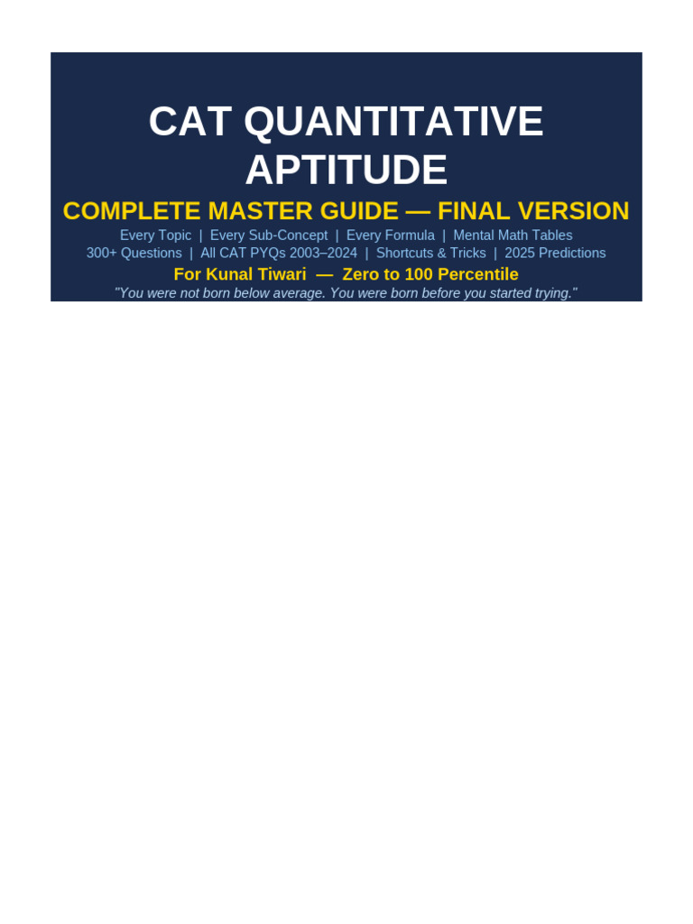 CAT Quant FINAL Complete | PDF | Mathematics