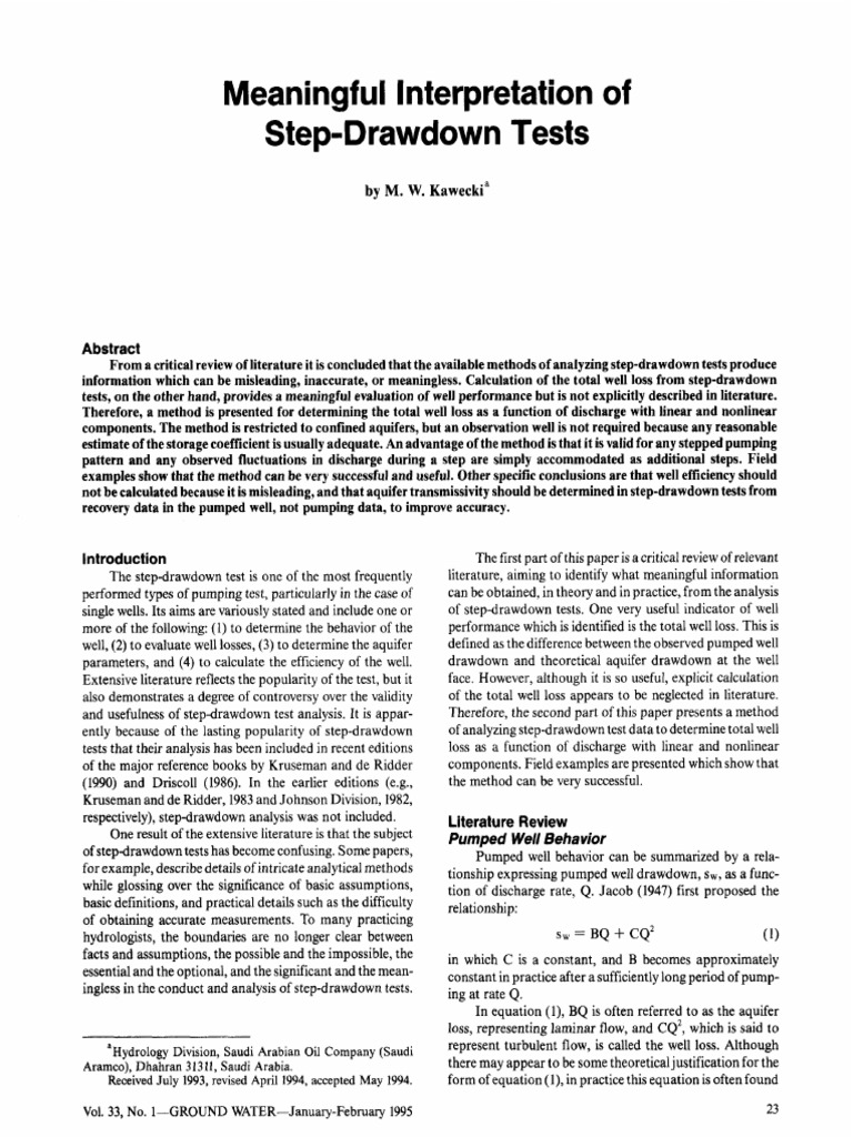 Meaningful Interpretation of Step-Drawdown Tests | PDF