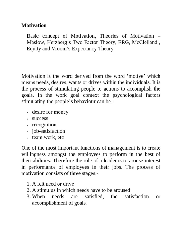 Motivation Theories | PDF | Motivational | Motivation
