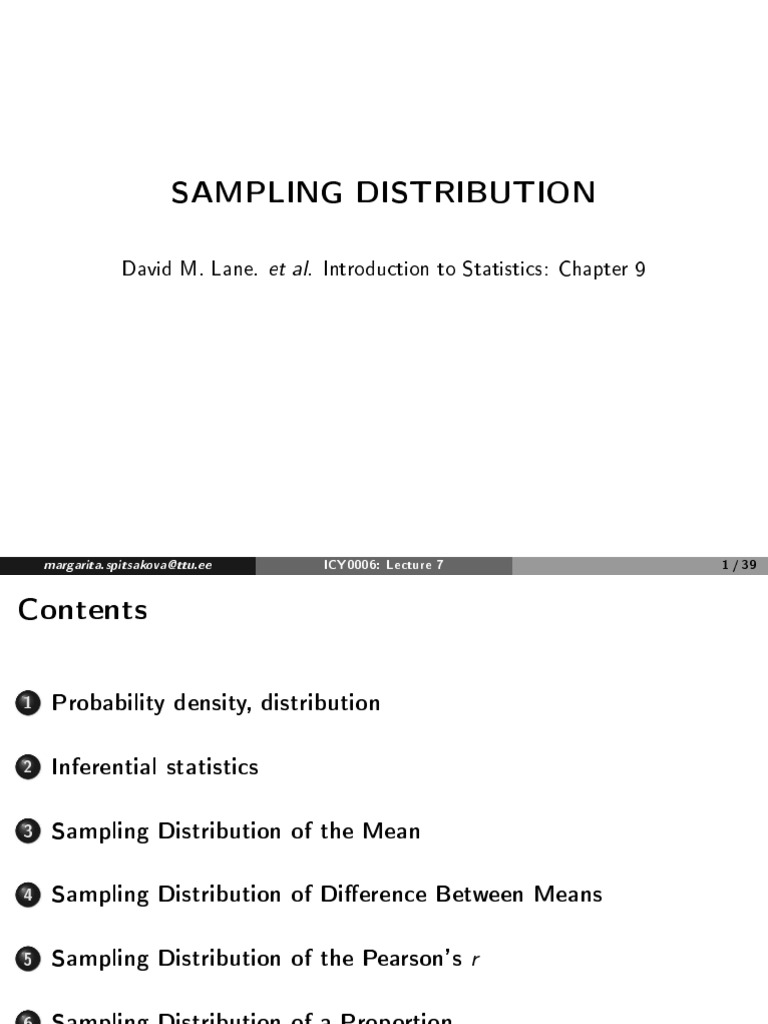7 Sampling Distribution | PDF | Probability Distribution | Standard Error