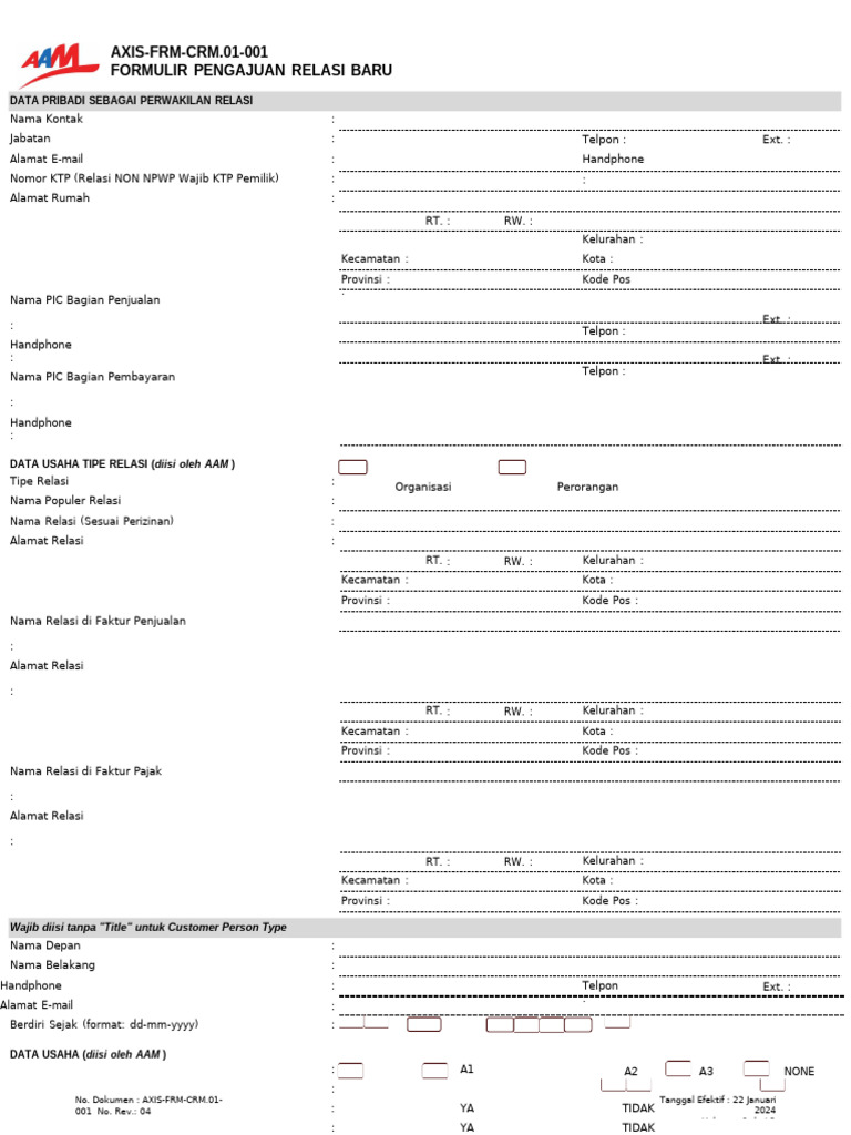 Form NOO Dan Spesimen 2026 | PDF