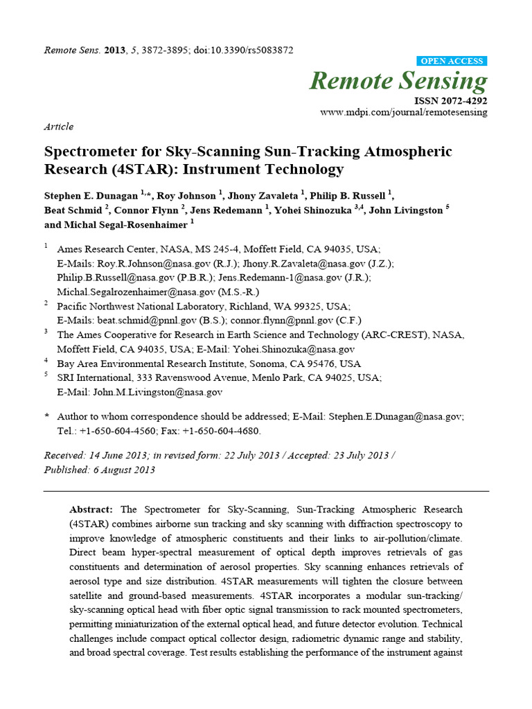 Spectrometer for Sky-Scanning Sun-Tracking Atmospheric Research (4STAR ...