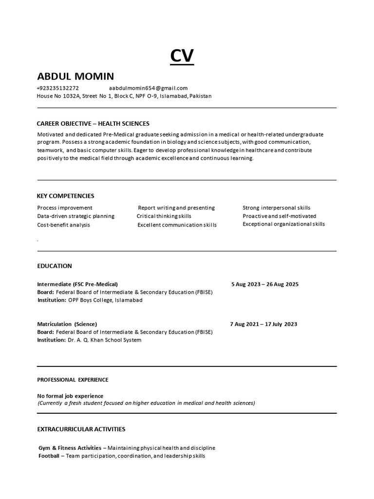 cv sample | PDF
