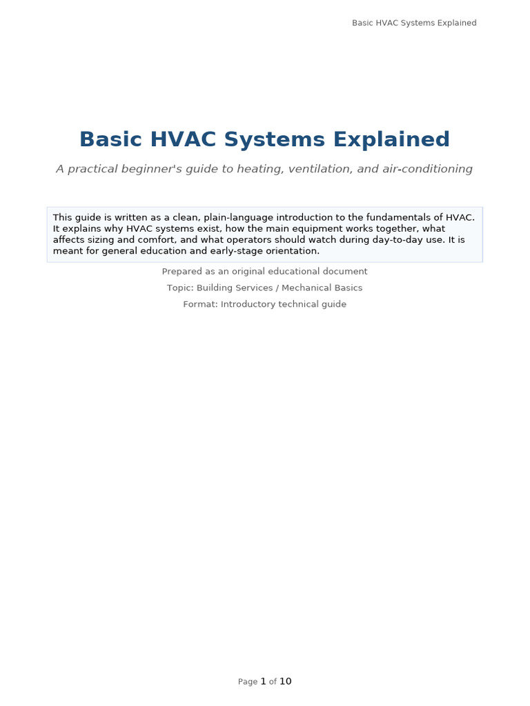 Basic Hvac Systems Explained Final | PDF | Air Conditioning | Thermostat