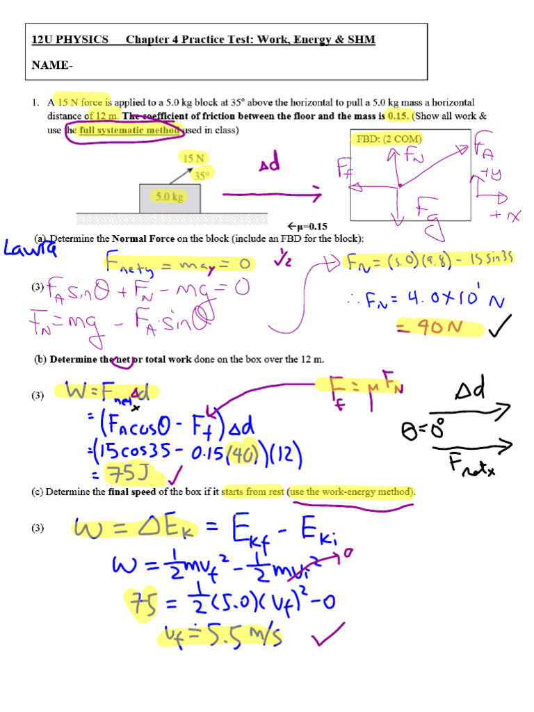 Ch 4 Practice Test Solutions | PDF | Force | Friction