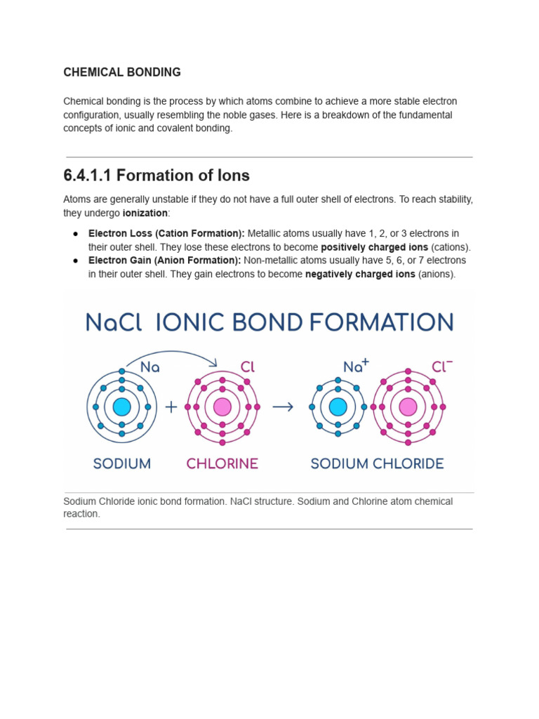 Chemical Bonding - Ionic and Covalent | PDF | Ion | Ionic Bonding