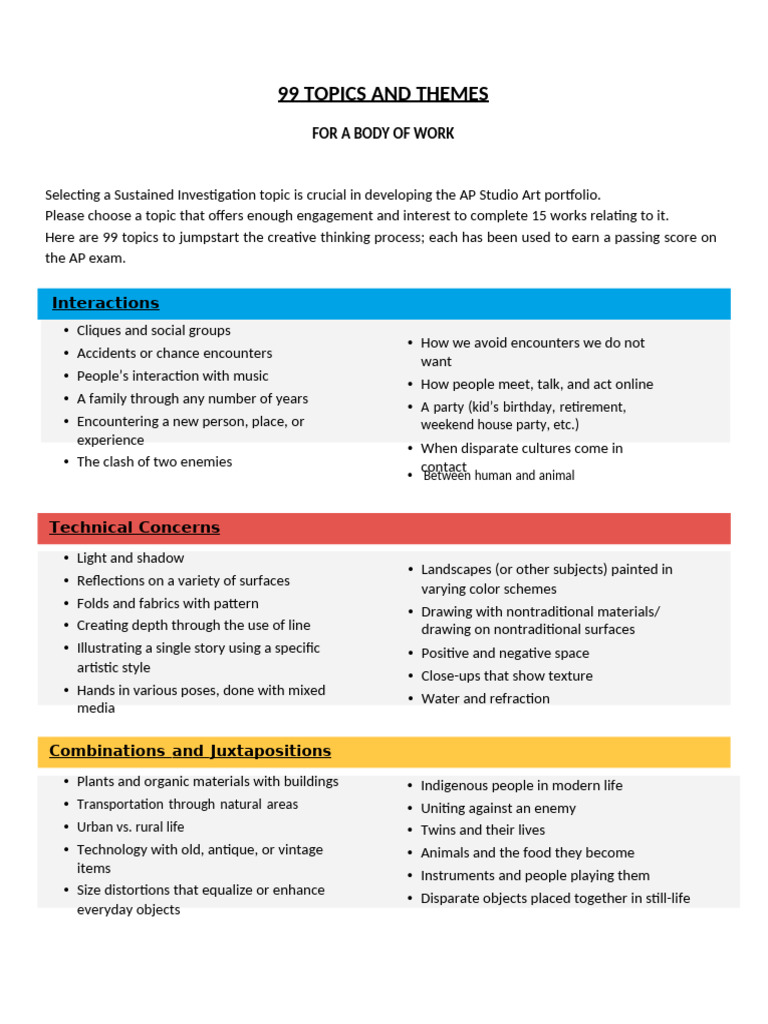 99 Topics and Themes | PDF